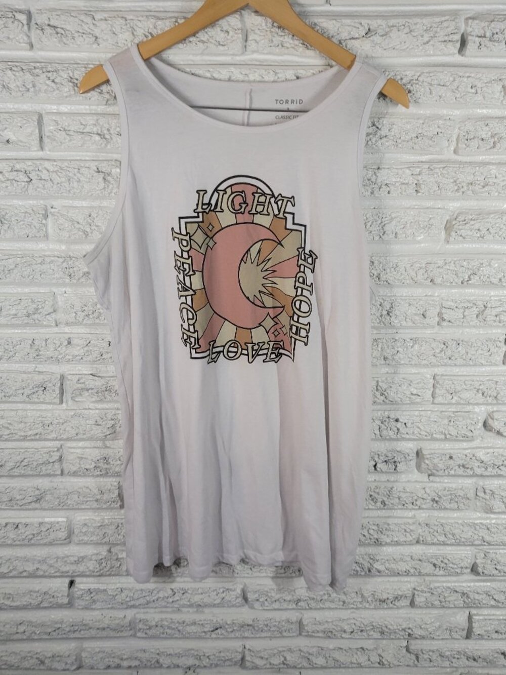 Torrid Womens 3X Tank Top White Graphic Peace Love Hope Plus Sleeveless NOV80E